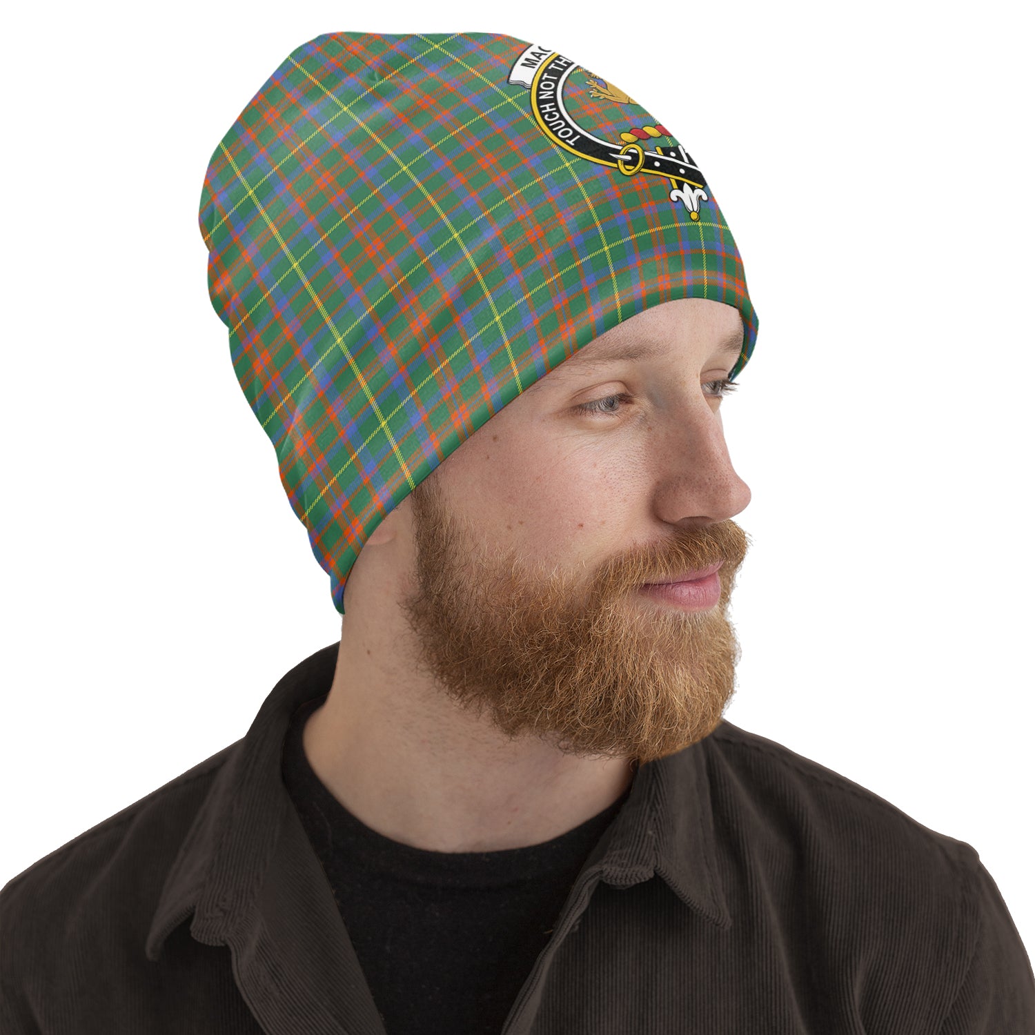 MacKintosh Hunting Ancient Tartan Beanies Hat with Family Crest One Size 10.5*10.2 inches - Tartan Vibes Clothing