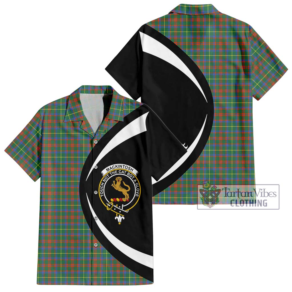 MacKintosh Hunting Ancient Tartan Short Sleeve Button Up with Family Crest Circle Style Kid - Tartan Vibes Clothing