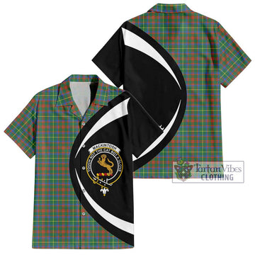 MacKintosh Hunting Ancient Tartan Short Sleeve Button Up with Family Crest Circle Style