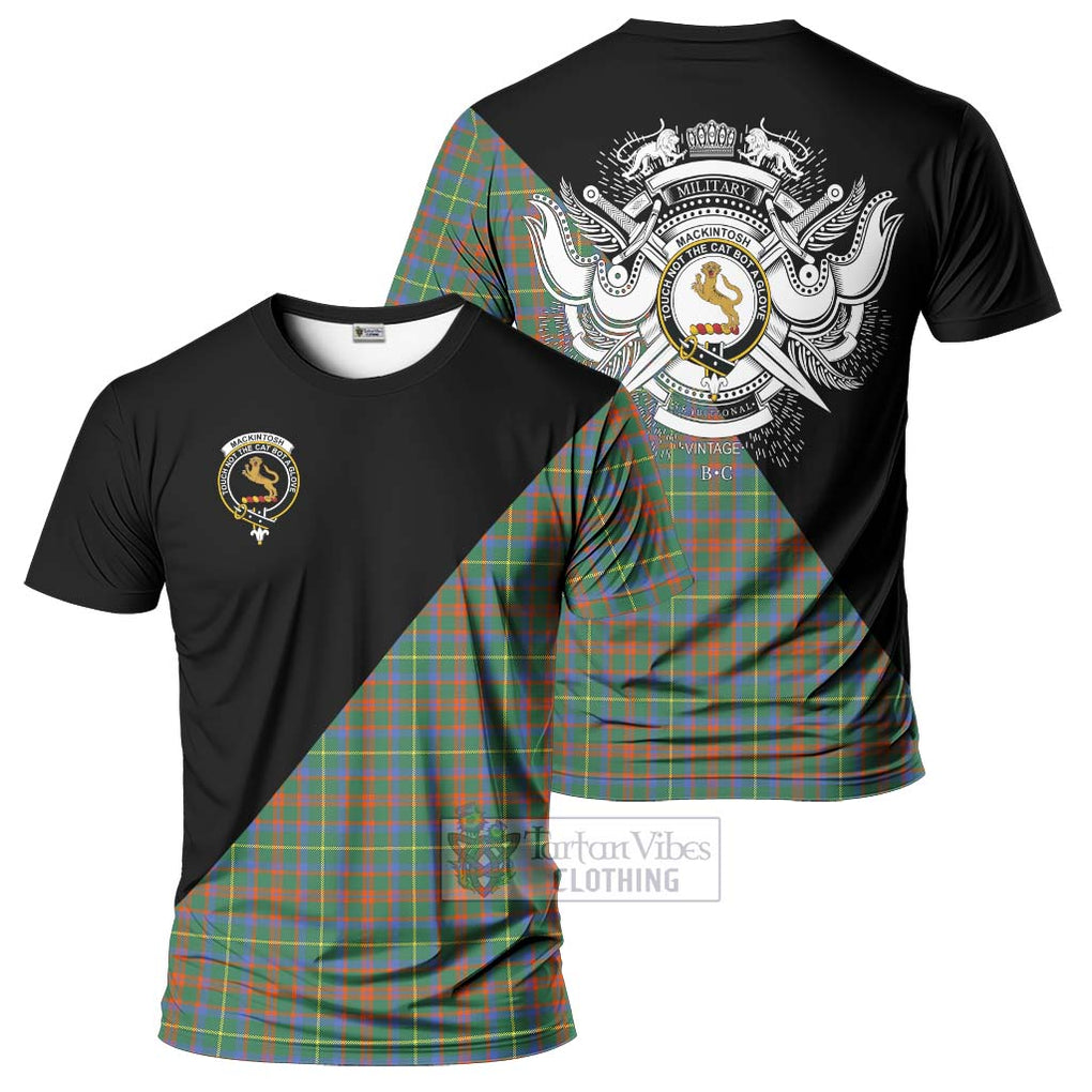 MacKintosh Hunting Ancient Tartan T-Shirt with Family Crest and Military Logo Style Kid's Shirt - Tartanvibesclothing Shop