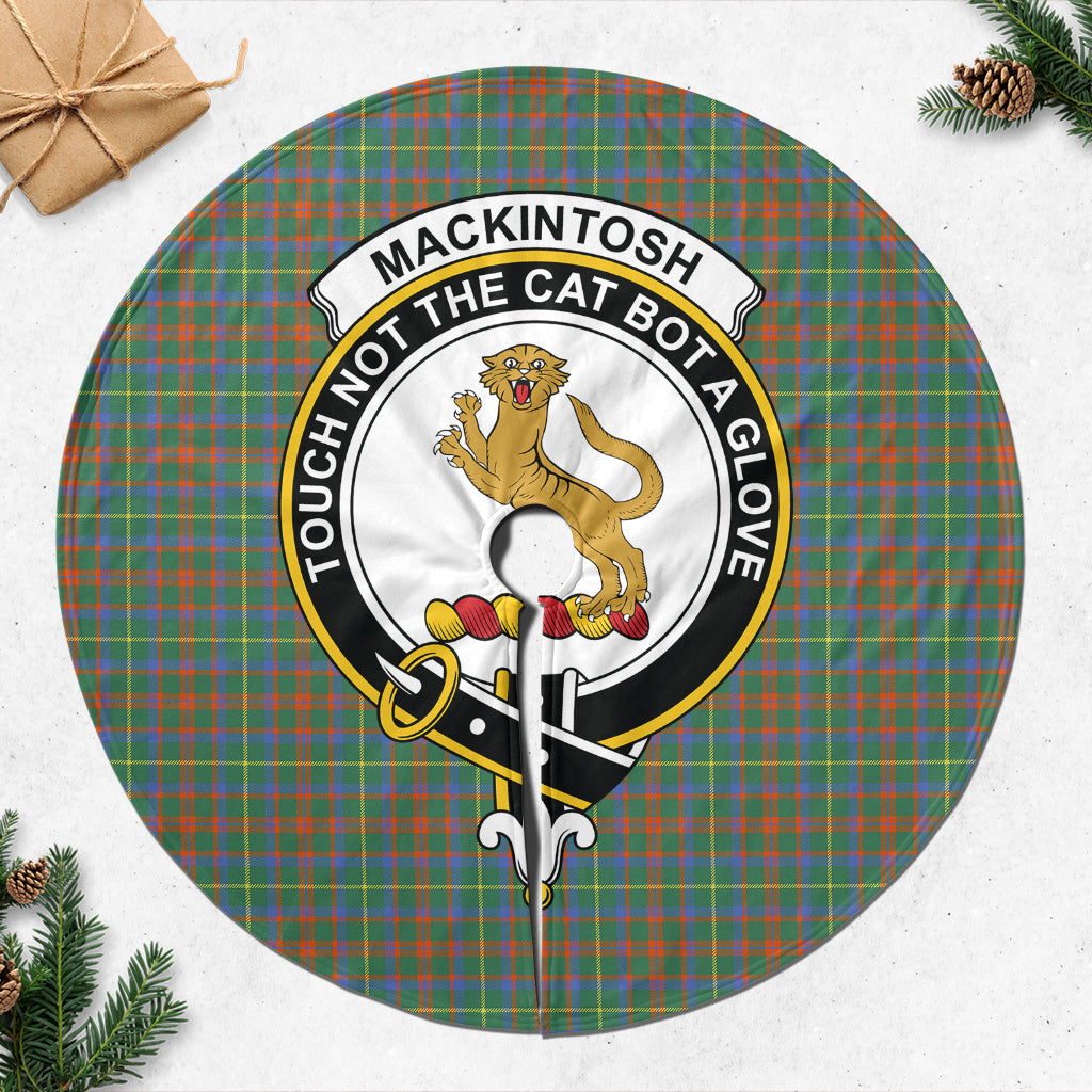 MacKintosh Hunting Ancient Tartan Christmas Tree Skirt with Family Crest - Tartanvibesclothing