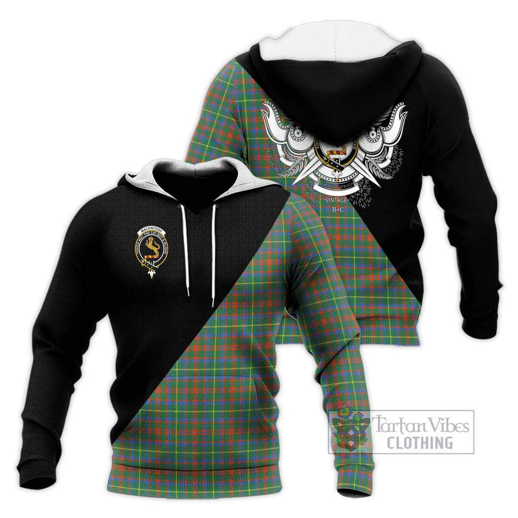 MacKintosh Hunting Ancient Tartan Knitted Hoodie with Family Crest and Military Logo Style Unisex Knitted Pullover Hoodie - Tartanvibesclothing Shop