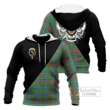 MacKintosh Hunting Ancient Tartan Knitted Hoodie with Family Crest and Military Logo Style