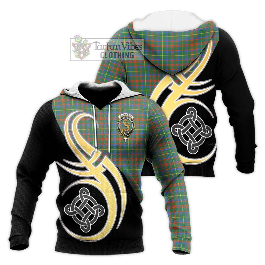 MacKintosh Hunting Ancient Tartan Knitted Hoodie with Family Crest and Celtic Symbol Style Unisex Knitted Pullover Hoodie - Tartan Vibes Clothing