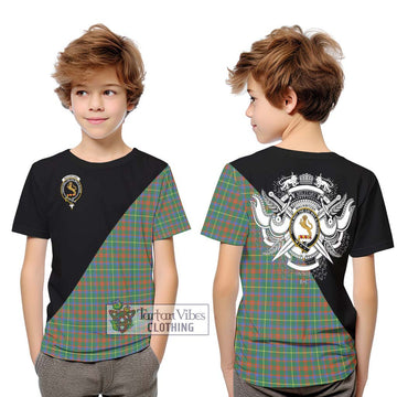 MacKintosh Hunting Ancient Tartan Kid T-Shirt with Family Crest and Military Logo Style