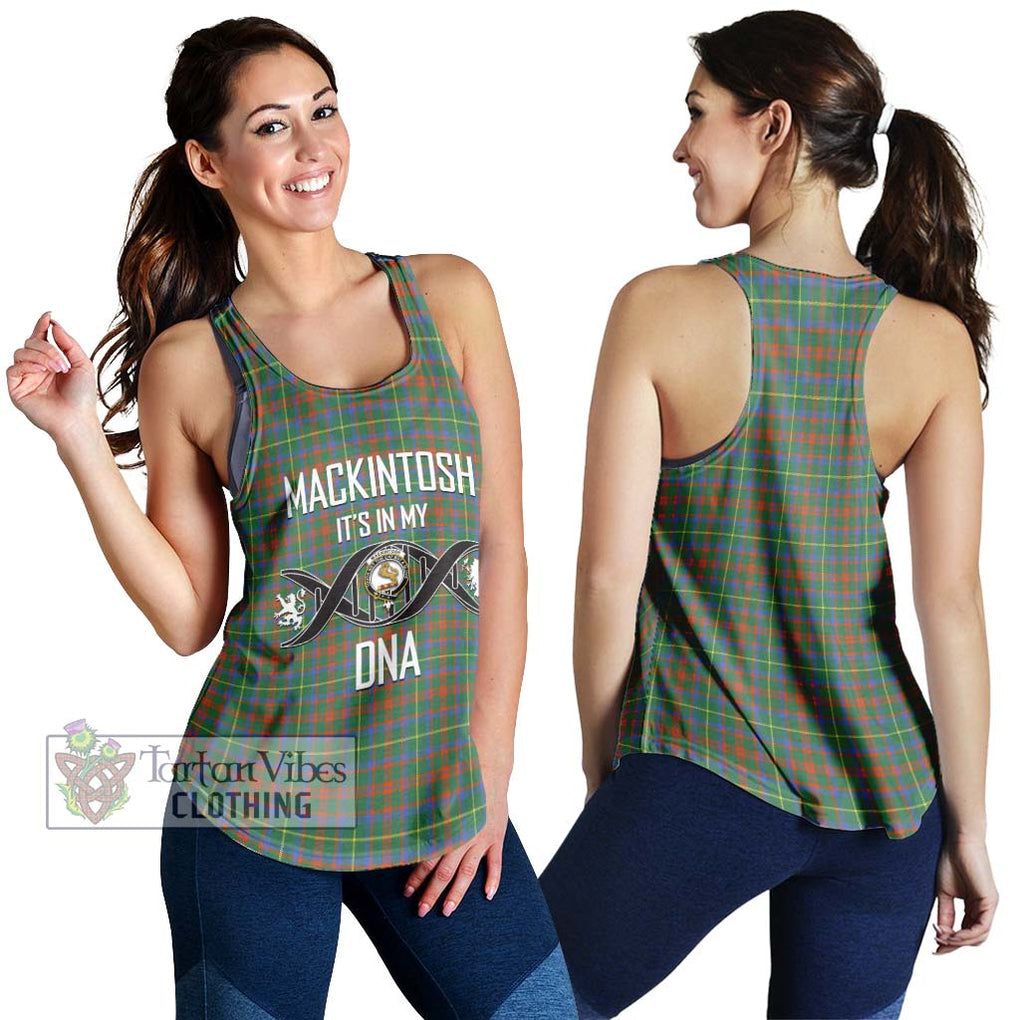 MacKintosh Hunting Ancient Tartan Women's Racerback Tanks with Family Crest DNA In Me Style 4XL - Tartanvibesclothing Shop