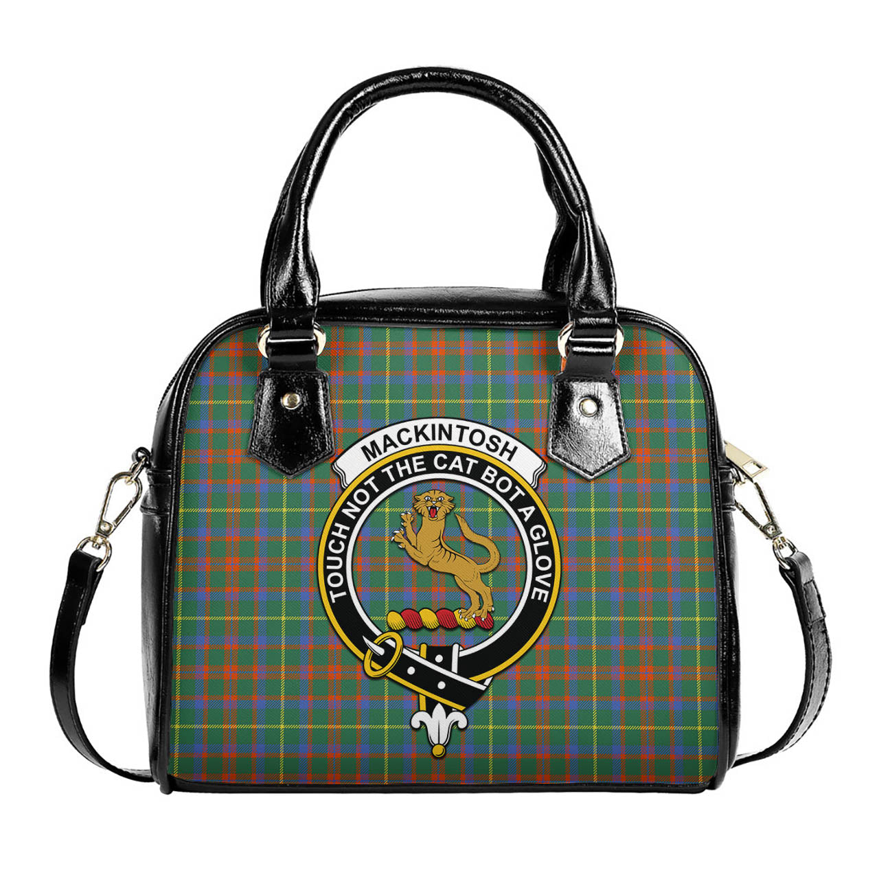 MacKintosh Hunting Ancient Tartan Shoulder Handbags with Family Crest One Size 6*25*22 cm - Tartanvibesclothing