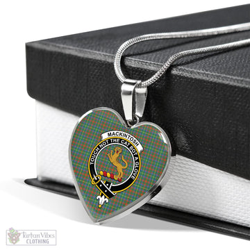 MacKintosh Hunting Ancient Tartan Heart Necklace with Family Crest