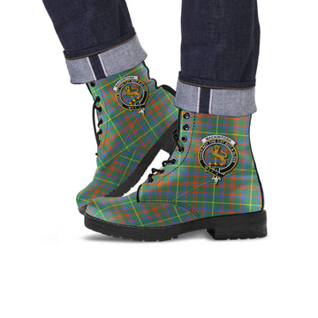 MacKintosh Hunting Ancient Tartan Leather Boots with Family Crest