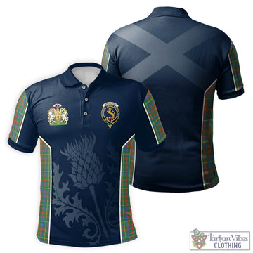 MacKintosh Hunting Ancient Tartan Men's Polo Shirt with Family Crest and Scottish Thistle Vibes Sport Style