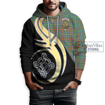 MacKintosh Hunting Ancient Tartan Hoodie with Family Crest and Celtic Symbol Style