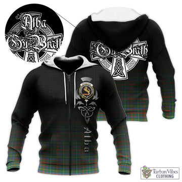 MacKintosh Hunting Ancient Tartan Knitted Hoodie Featuring Alba Gu Brath Family Crest Celtic Inspired