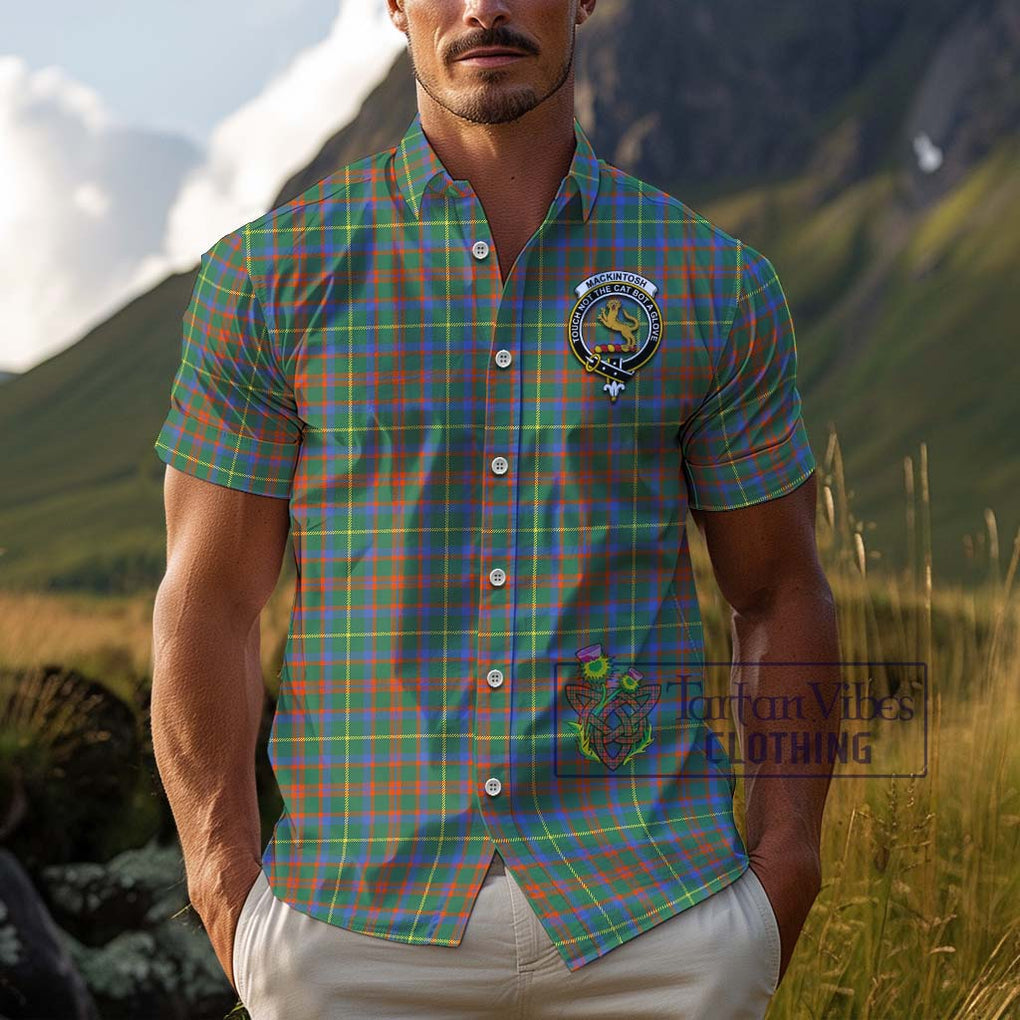 MacKintosh Hunting Ancient Tartan Cotton Hawaiian Shirt with Family Crest Adult - Tartan Vibes Clothing