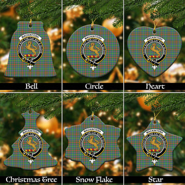 MacKintosh Hunting Ancient Tartan Christmas Ceramic Ornaments with Family Crest