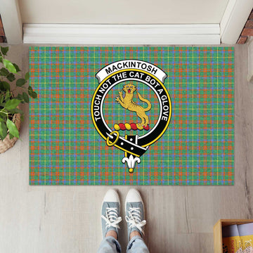 MacKintosh Hunting Ancient Tartan Door Mat with Family Crest