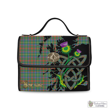 MacKintosh Hunting Ancient Tartan Waterproof Canvas Bag with Scotland Map and Thistle Celtic Accents