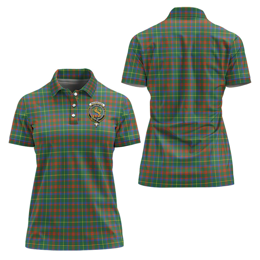 MacKintosh Hunting Ancient Tartan Polo Shirt with Family Crest For Women Women - Tartan Vibes Clothing