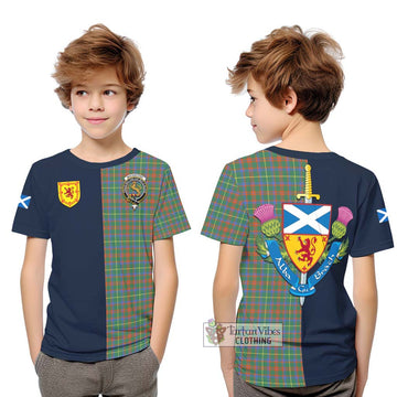 MacKintosh Hunting Ancient Tartan Kid T-Shirt Alba with Scottish Lion Royal Arm Half Style