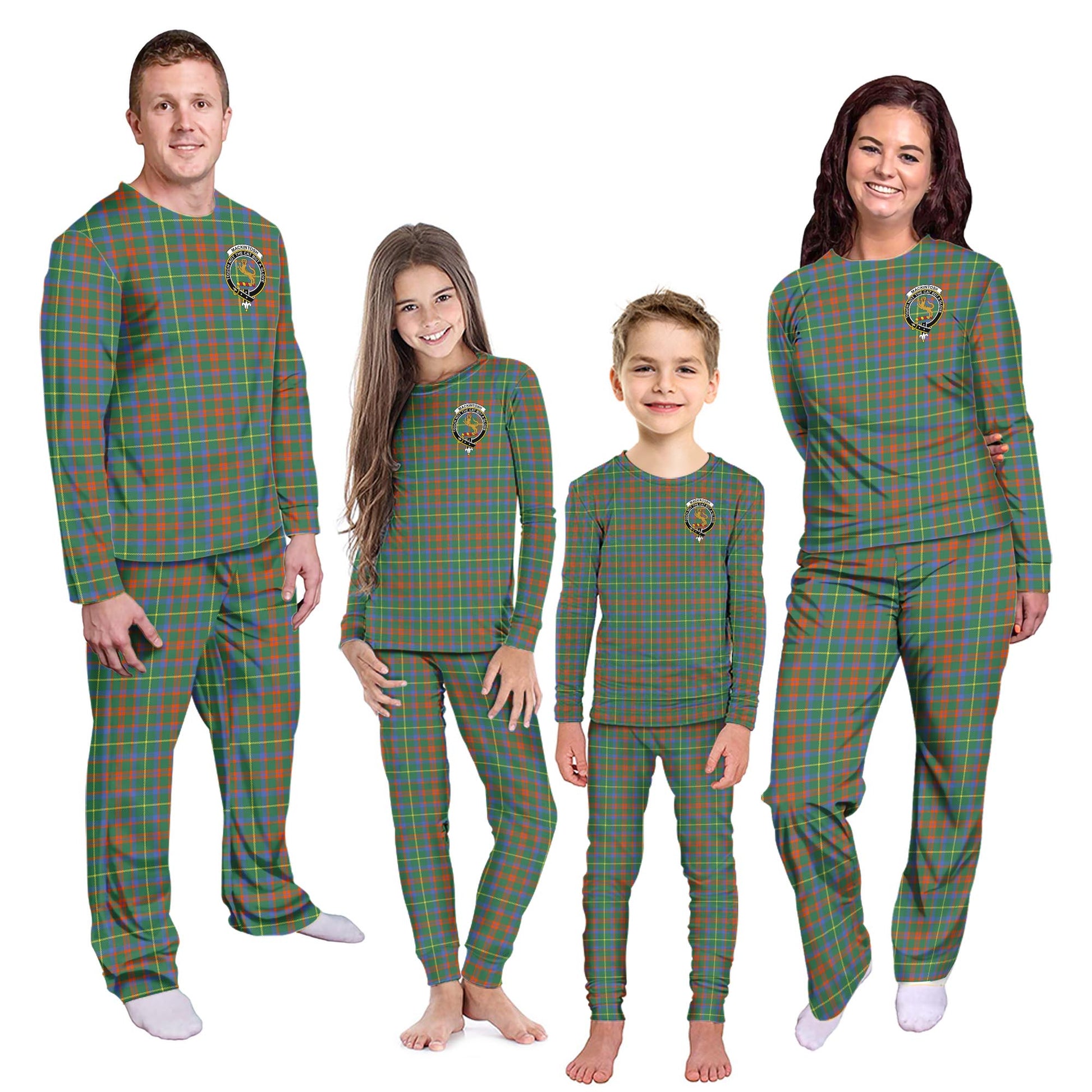 MacKintosh Hunting Ancient Tartan Pajamas Family Set with Family Crest - Tartanvibesclothing