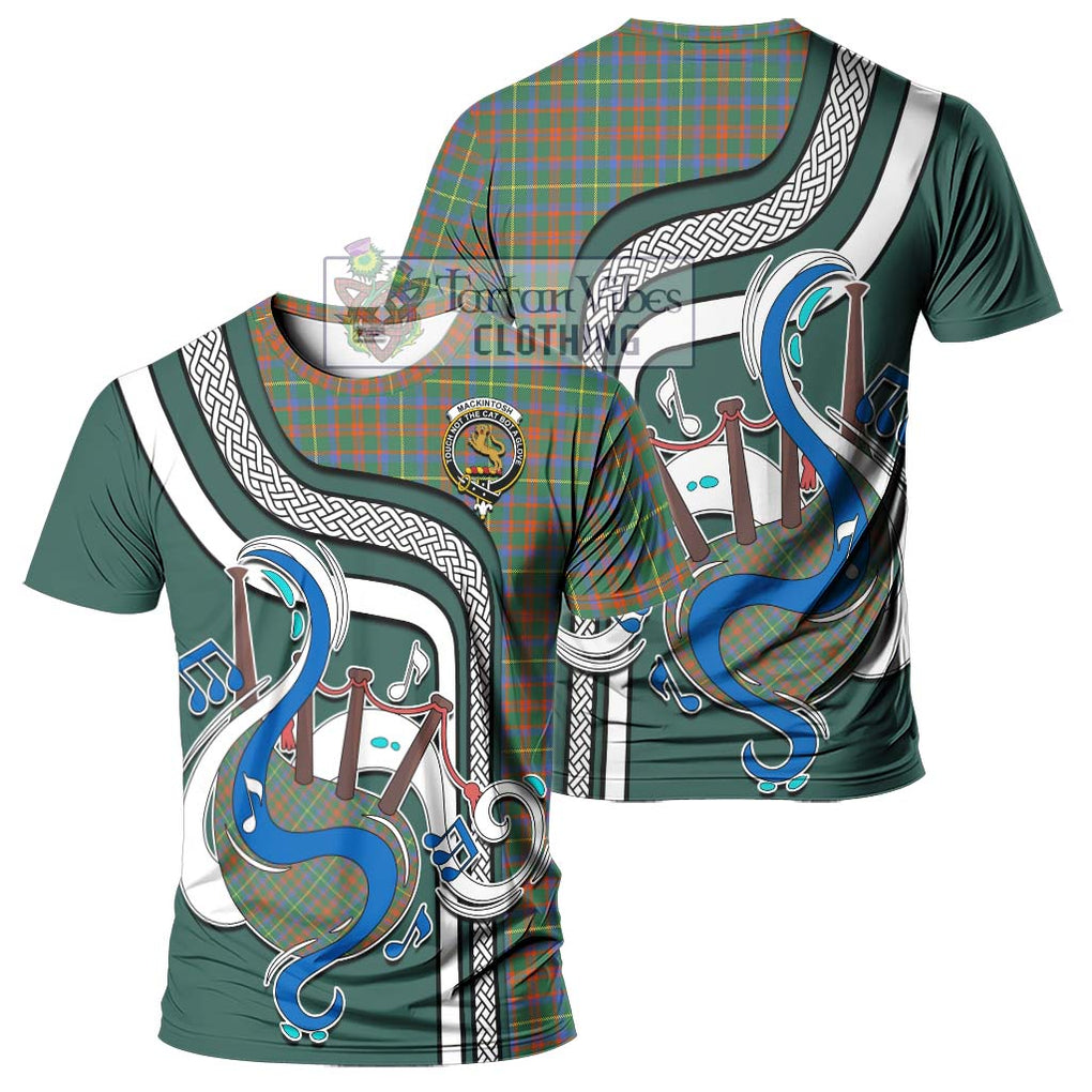 MacKintosh Hunting Ancient Tartan T-Shirt with Epic Bagpipe Style - Tartanvibesclothing Shop