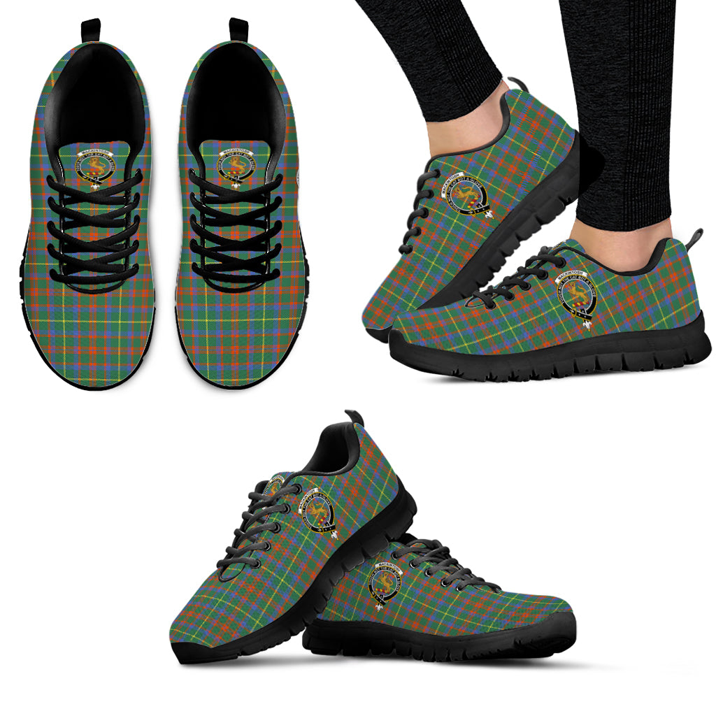 MacKintosh Hunting Ancient Tartan Sneakers with Family Crest - Tartan Vibes Clothing