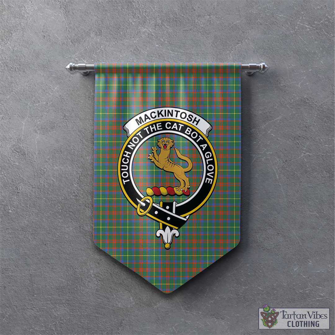 Tartan Vibes Clothing MacKintosh Hunting Ancient Tartan Gonfalon, Tartan Banner with Family Crest