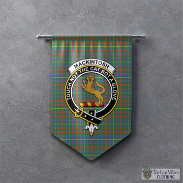 MacKintosh Hunting Ancient Tartan Gonfalon, Tartan Banner with Family Crest