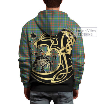 MacKintosh Hunting Ancient Tartan Hoodie with Family Crest Celtic Wolf Style