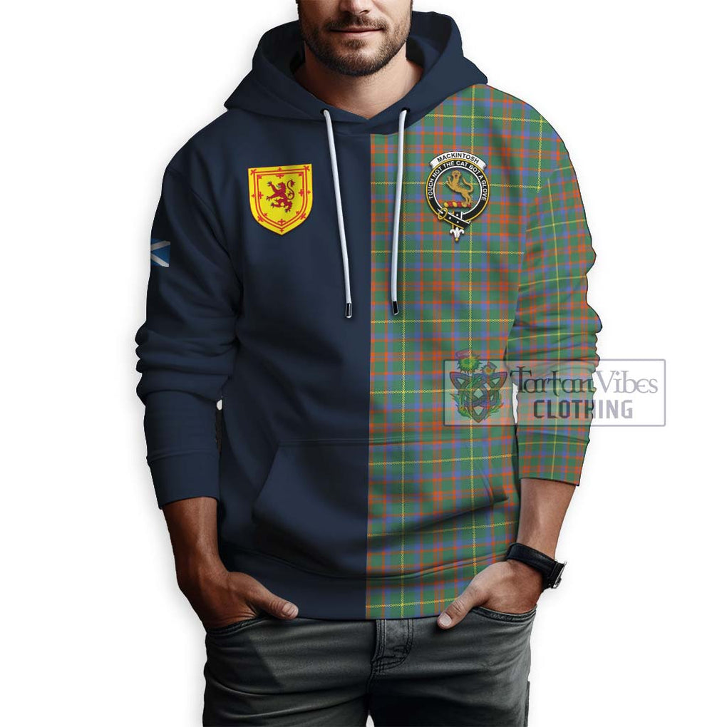 Tartan Vibes Clothing MacKintosh Hunting Ancient Tartan Hoodie with Scottish Lion Royal Arm Half Style