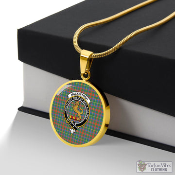 MacKintosh Hunting Ancient Tartan Circle Necklace with Family Crest