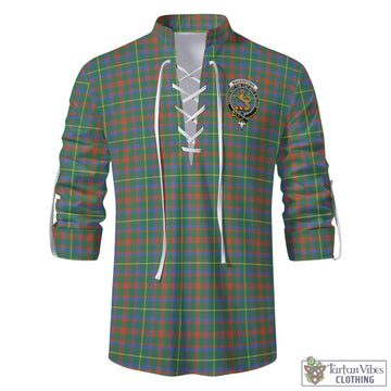 MacKintosh Hunting Ancient Tartan Men's Scottish Traditional Jacobite Ghillie Kilt Shirt with Family Crest