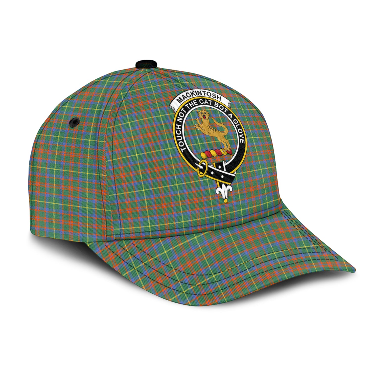 MacKintosh Hunting Ancient Tartan Classic Cap with Family Crest - Tartan Vibes Clothing