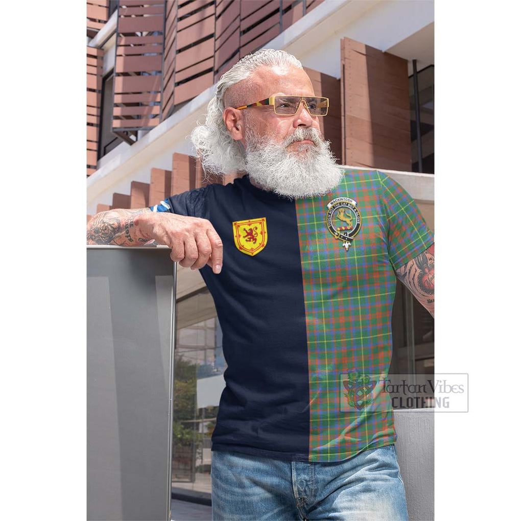 Tartan Vibes Clothing MacKintosh Hunting Ancient Tartan Cotton T-shirt with Scottish Lion Royal Arm Half Style