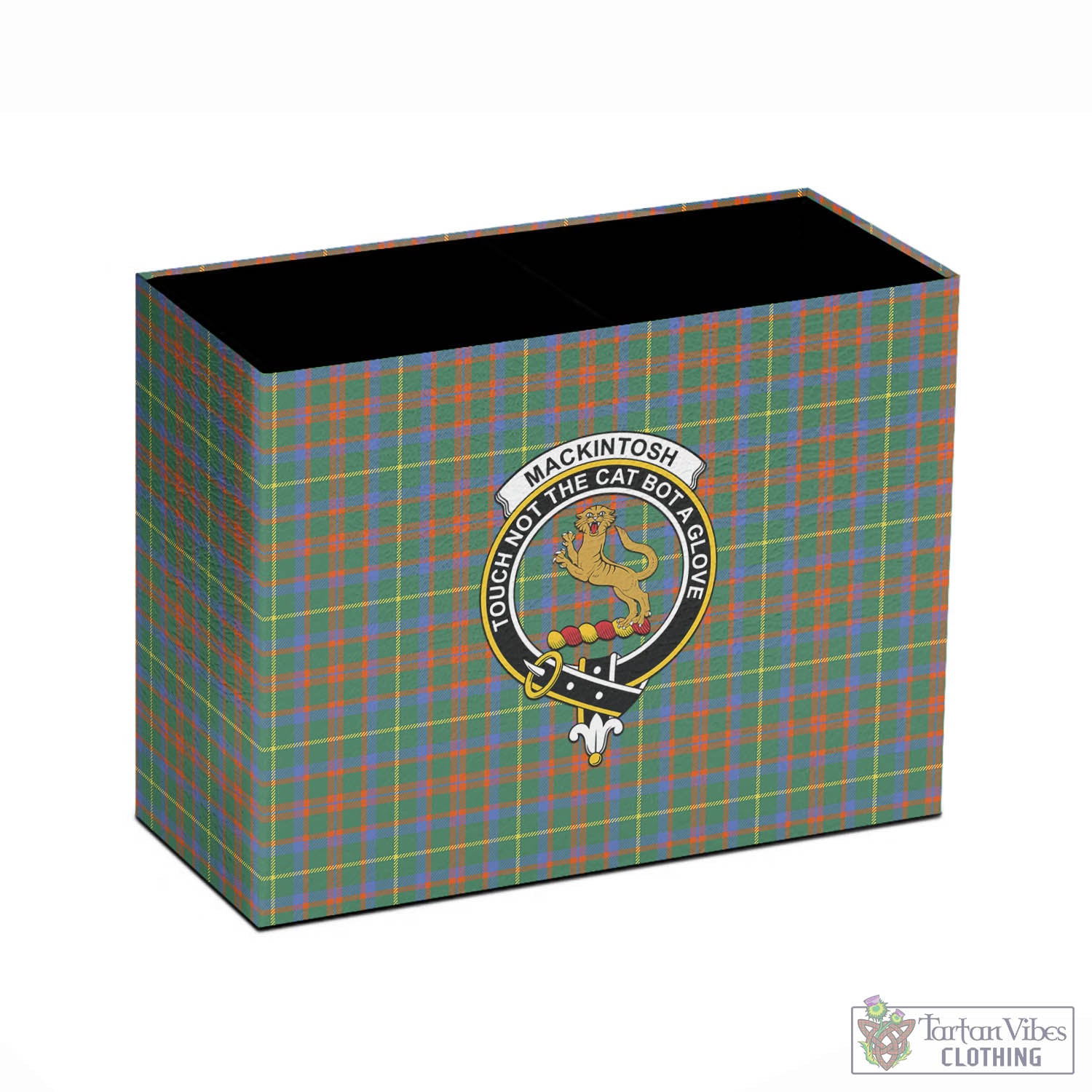 Tartan Vibes Clothing MacKintosh Hunting Ancient Tartan Pen Holder with Family Crest