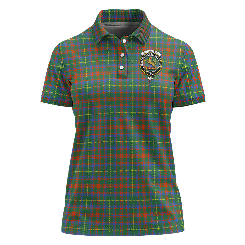 MacKintosh Hunting Ancient Tartan Polo Shirt with Family Crest For Women - Tartan Vibes Clothing