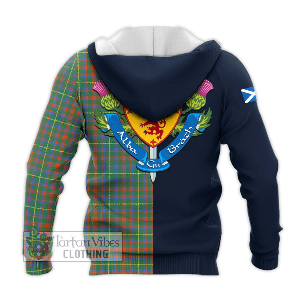 Tartan Vibes Clothing MacKintosh Hunting Ancient Tartan Knitted Hoodie with Scottish Lion Royal Arm Half Style