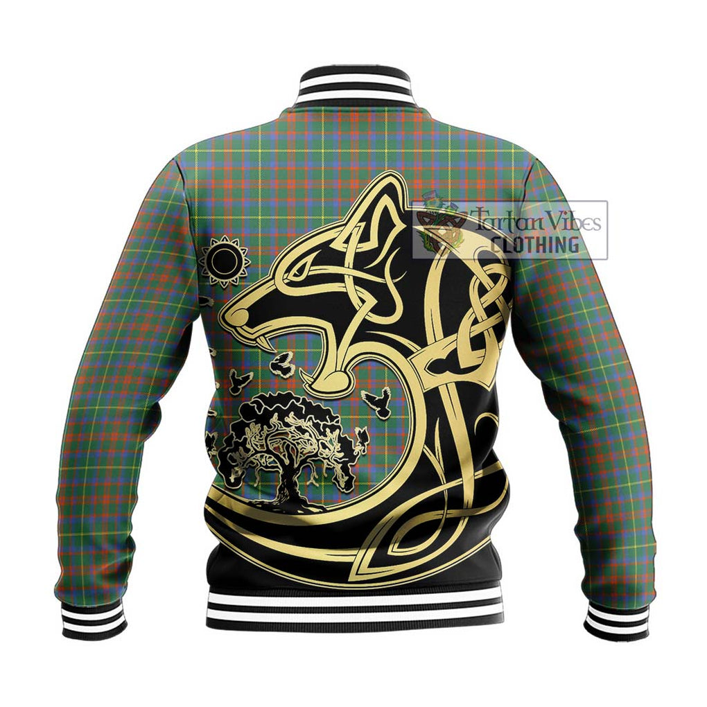 MacKintosh Hunting Ancient Tartan Baseball Jacket with Family Crest Celtic Wolf Style - Tartan Vibes Clothing