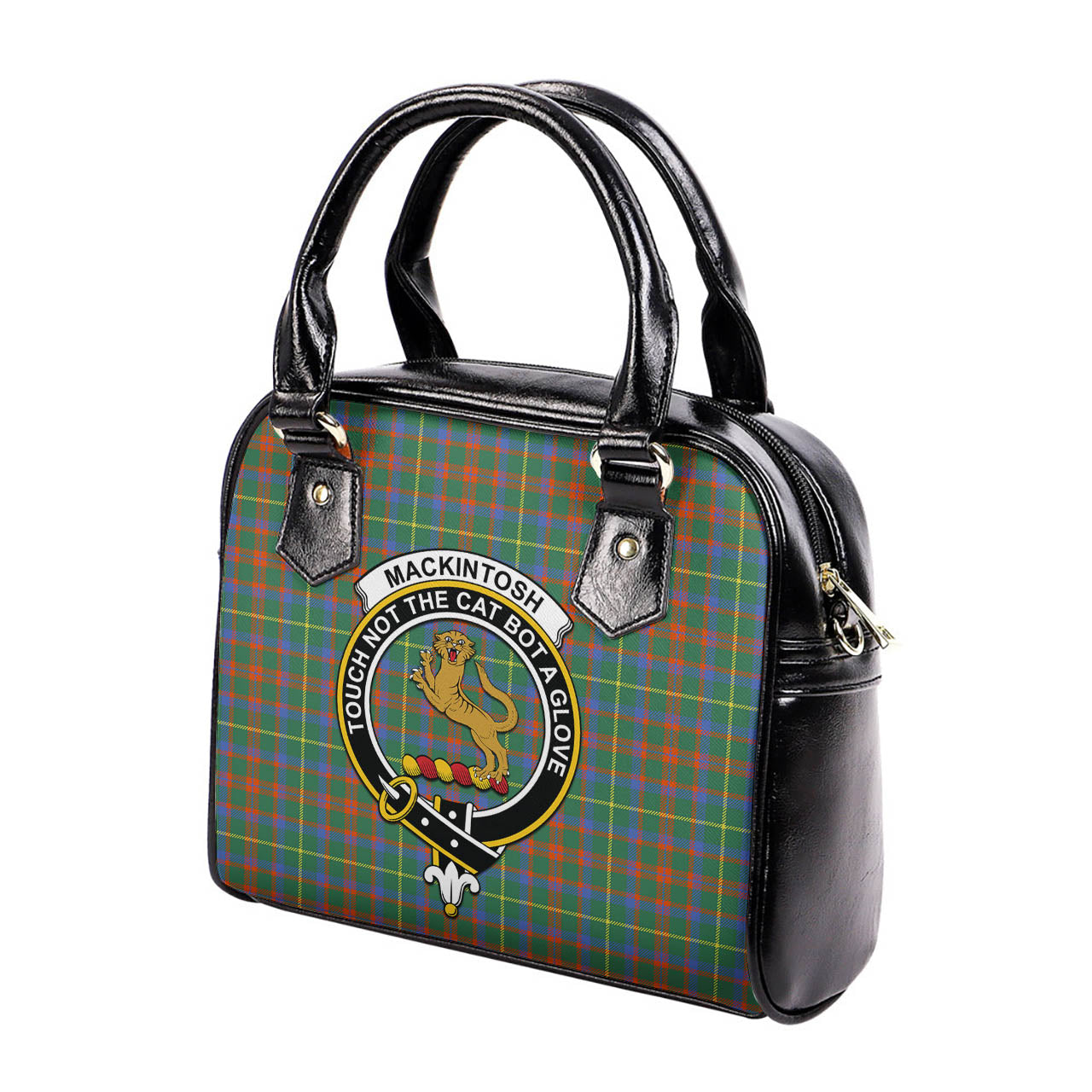 MacKintosh Hunting Ancient Tartan Shoulder Handbags with Family Crest - Tartanvibesclothing