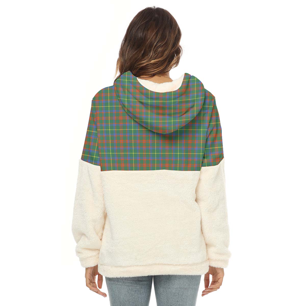 MacKintosh Hunting Ancient Tartan Women's Borg Fleece Hoodie With Half Zip - Tartan Vibes Clothing