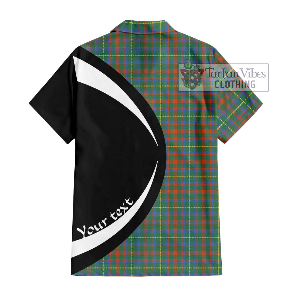 MacKintosh Hunting Ancient Tartan Short Sleeve Button Up with Family Crest Circle Style - Tartan Vibes Clothing