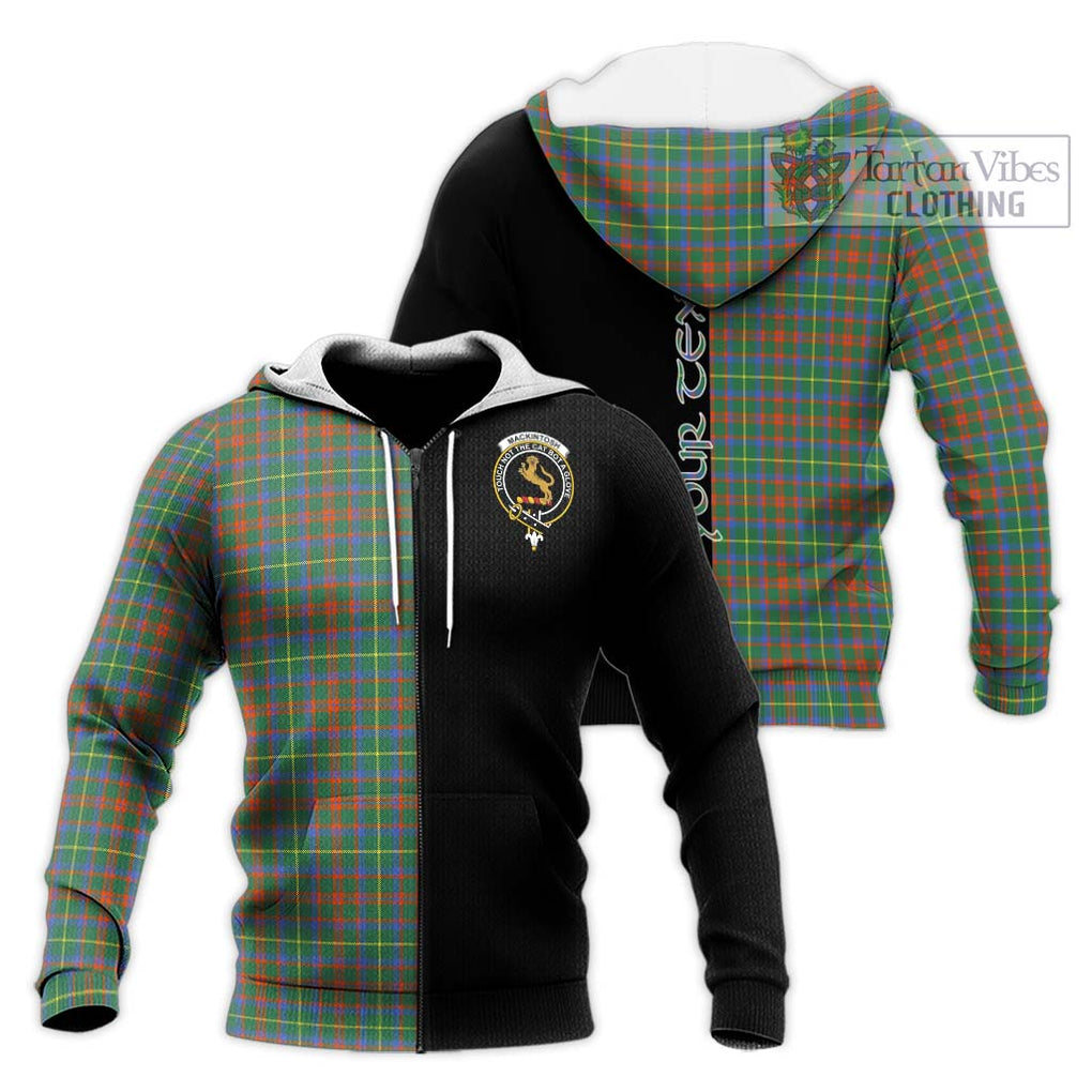 MacKintosh Hunting Ancient Tartan Knitted Hoodie with Family Crest and Half Of Me Style Unisex Knitted Zip Hoodie - Tartanvibesclothing Shop