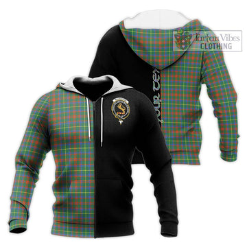 MacKintosh Hunting Ancient Tartan Knitted Hoodie with Family Crest and Half Of Me Style