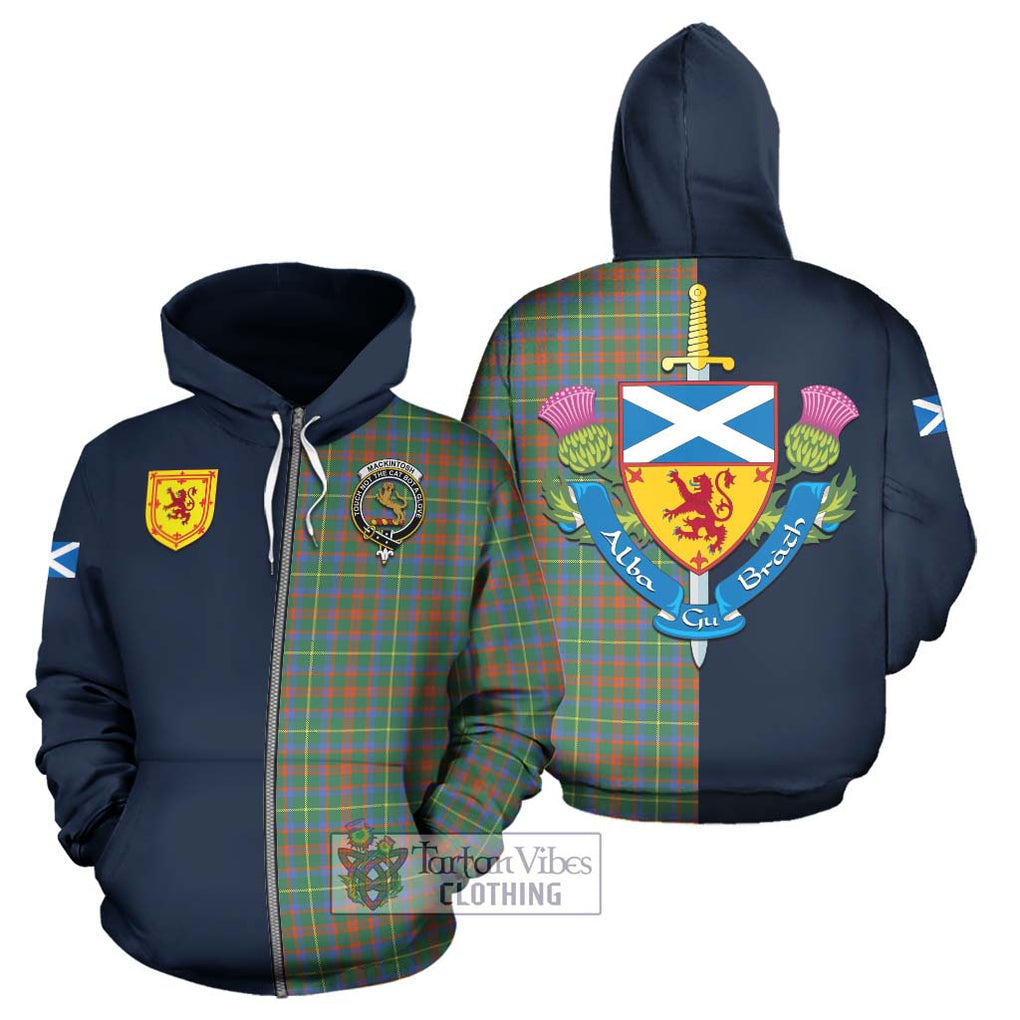 Tartan Vibes Clothing MacKintosh Hunting Ancient Tartan Hoodie with Scottish Lion Royal Arm Half Style