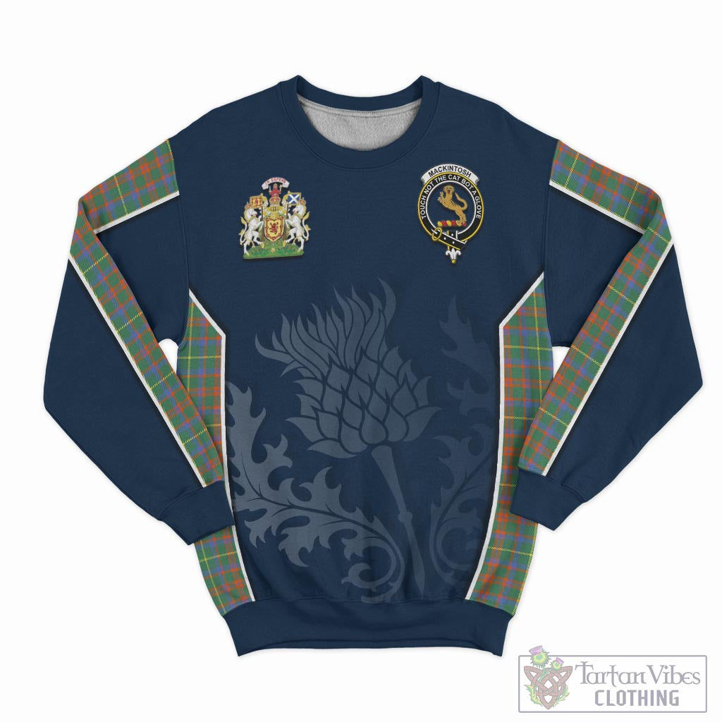 Tartan Vibes Clothing MacKintosh Hunting Ancient Tartan Sweatshirt with Family Crest and Scottish Thistle Vibes Sport Style