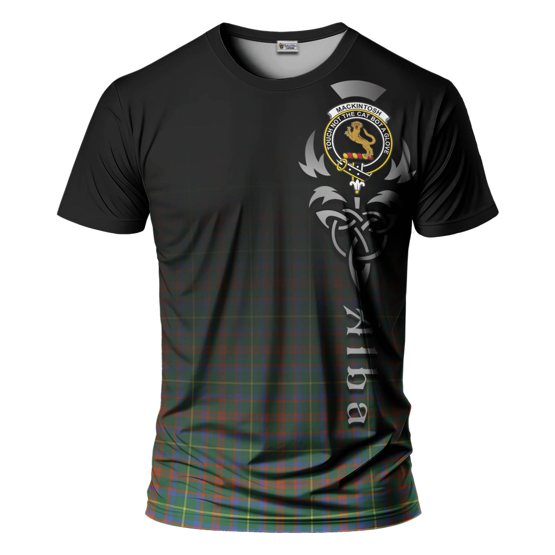 Tartan Vibes Clothing MacKintosh Hunting Ancient Tartan T-Shirt Featuring Alba Gu Brath Family Crest Celtic Inspired