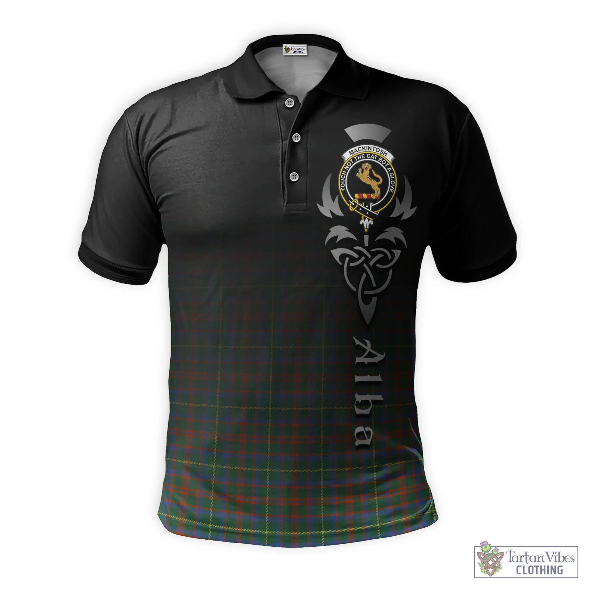 Tartan Vibes Clothing MacKintosh Hunting Ancient Tartan Polo Shirt Featuring Alba Gu Brath Family Crest Celtic Inspired