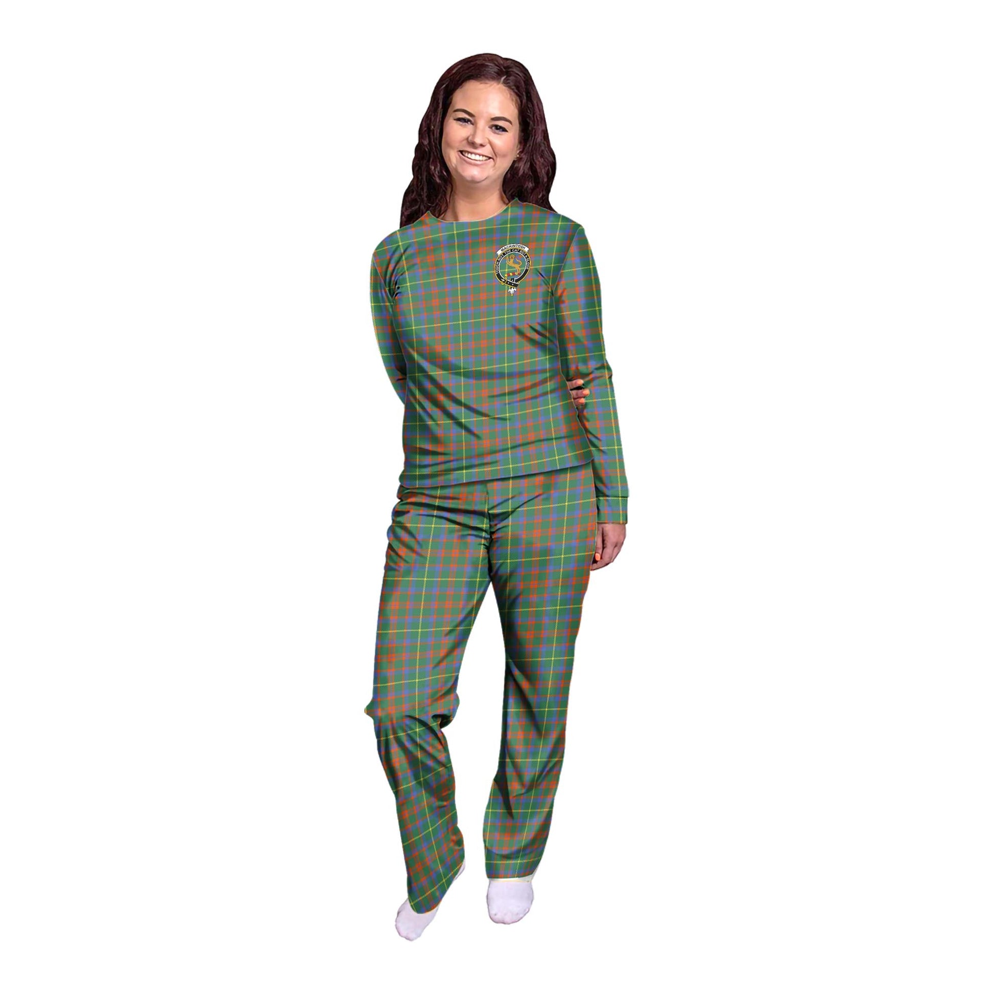 MacKintosh Hunting Ancient Tartan Pajamas Family Set with Family Crest - Tartanvibesclothing