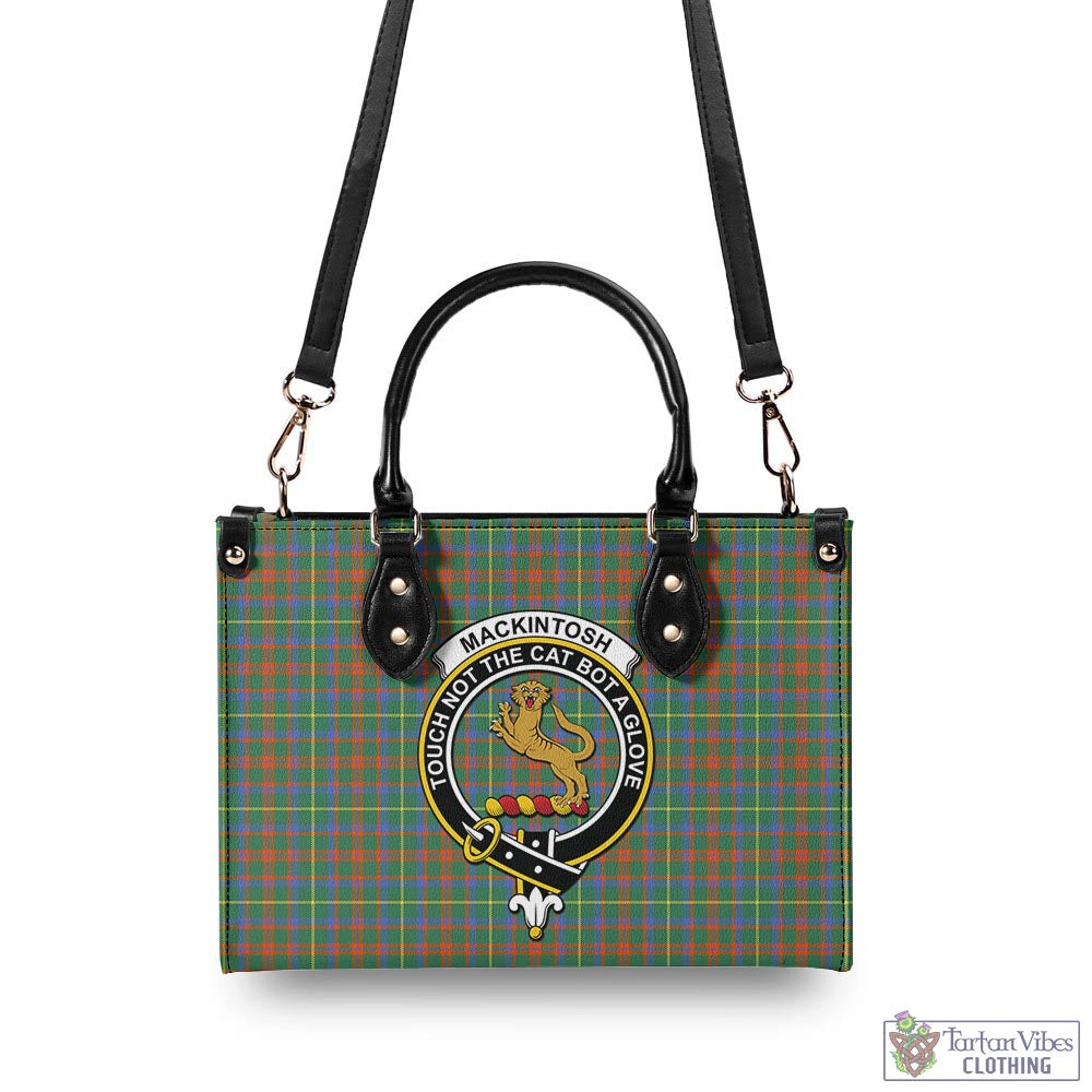 Tartan Vibes Clothing MacKintosh Hunting Ancient Tartan Luxury Leather Handbags with Family Crest