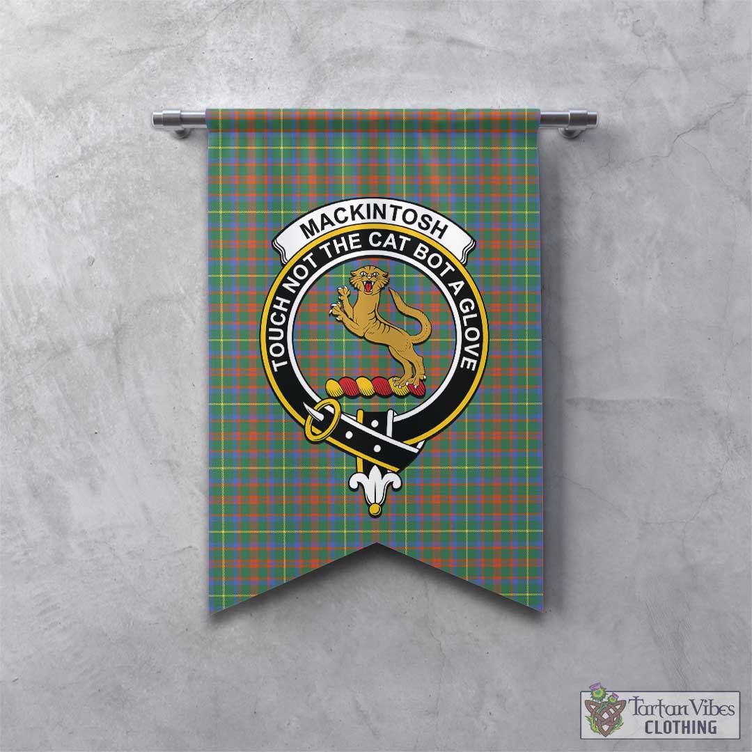 Tartan Vibes Clothing MacKintosh Hunting Ancient Tartan Gonfalon, Tartan Banner with Family Crest