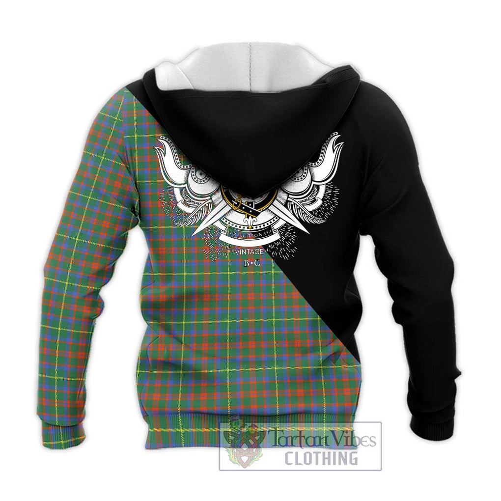 MacKintosh Hunting Ancient Tartan Knitted Hoodie with Family Crest and Military Logo Style - Tartanvibesclothing Shop